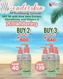 Wonderskin Whitening Lotion Glutathione for 20X Whitening